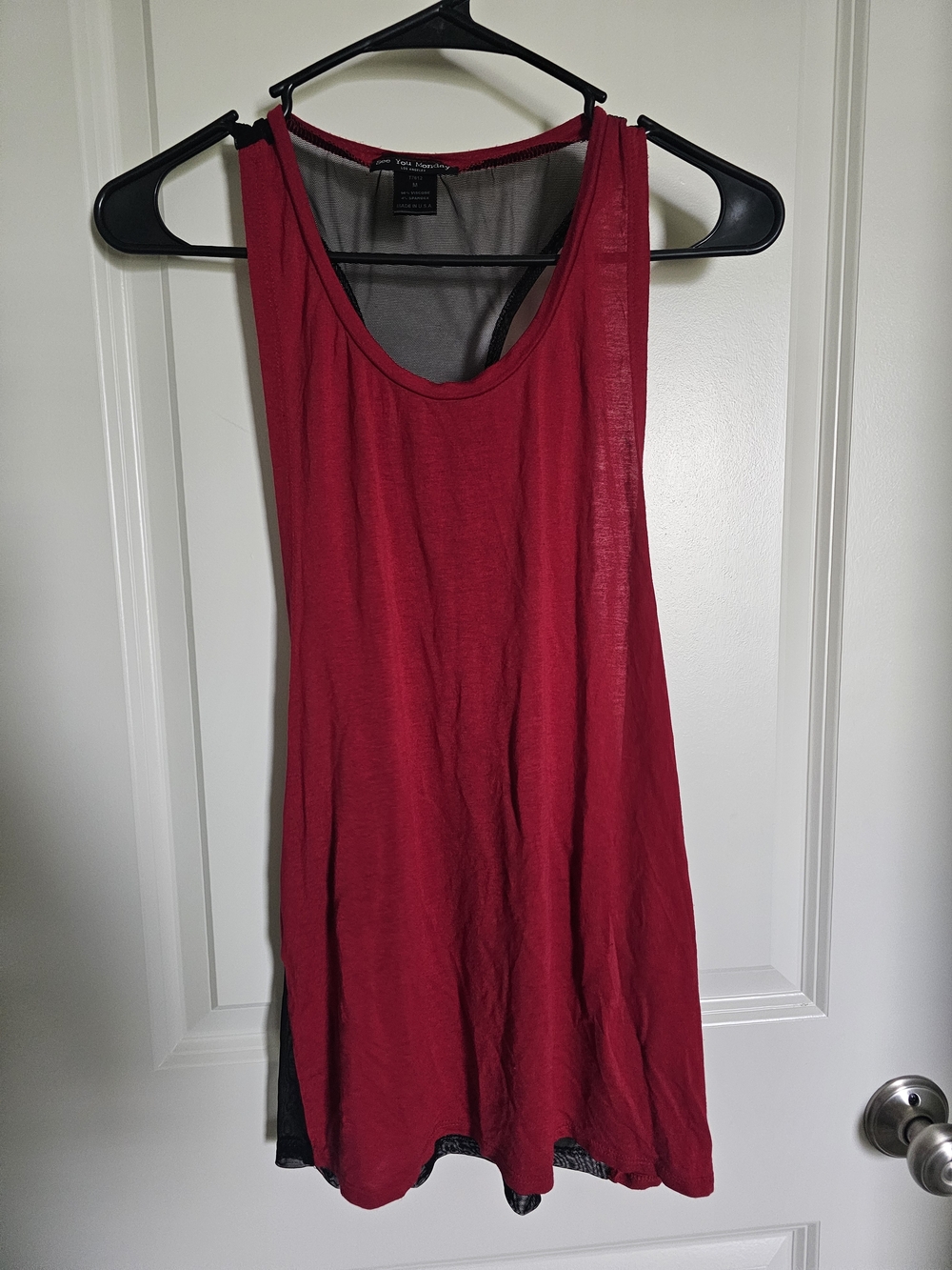 See You Monday Red & Black Mesh Scoop Muscle Tank Top Sz Md